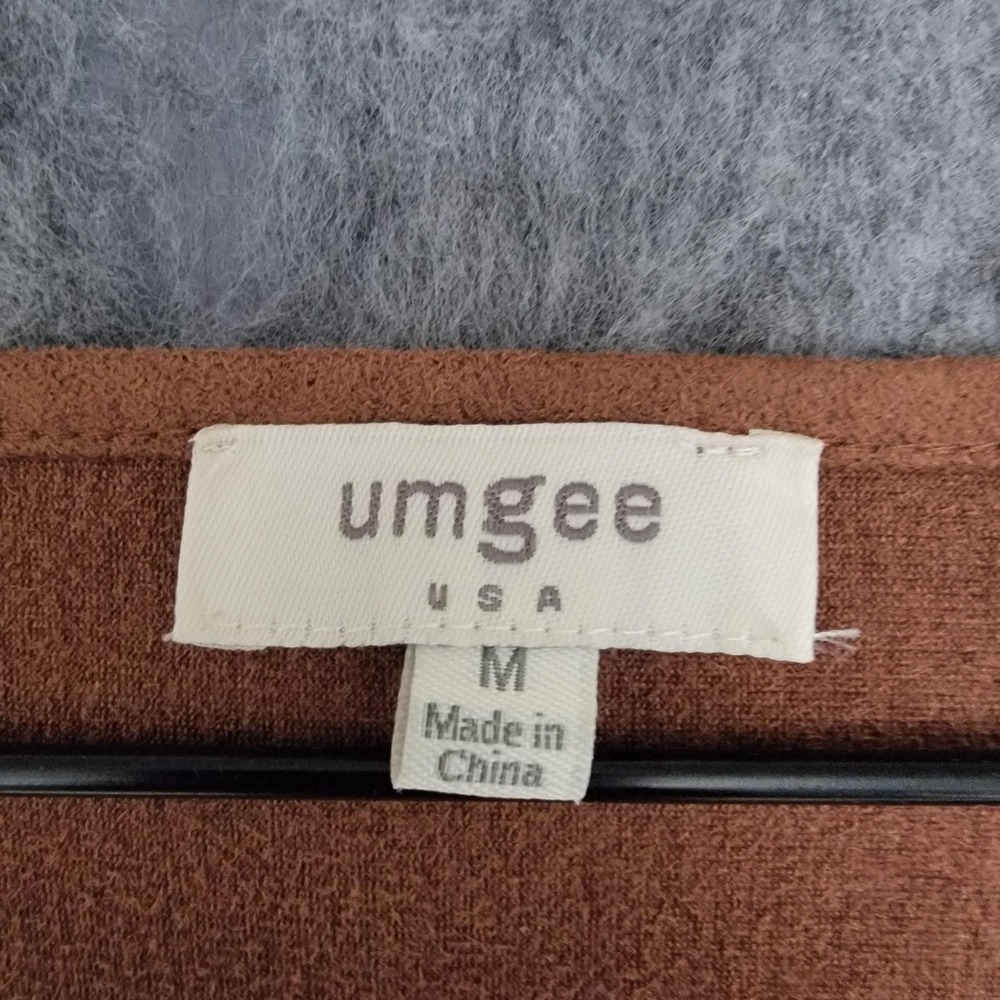 Umgee Dress Womens M Black White Stripe Brown Faux Suede‎ Elbow Patch Pockets - Picture 6 of 11